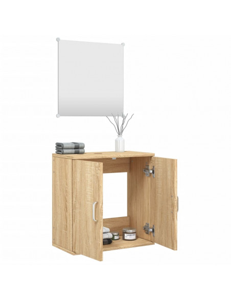 Set Mobili da Bagno 2 pz Rovere in Legno Multistrato