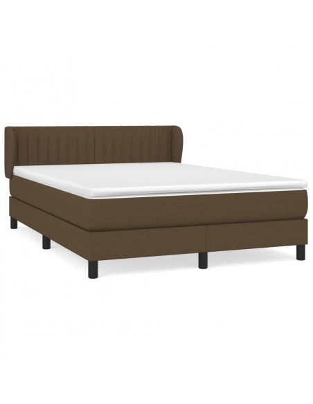 Giroletto a Molle con Materasso Marrone Scuro 140x200cm Tessuto