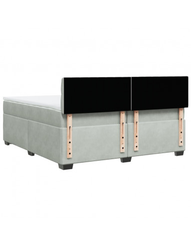 Giroletto a Molle con Materasso Grigio Chiaro 200x200cm Velluto