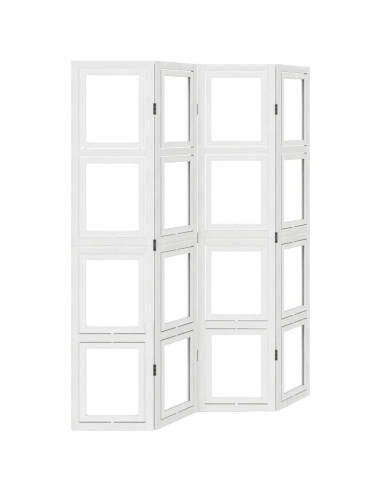 Divisorio Ambienti 4Pannelli Bianco Legno Massello di Paulownia