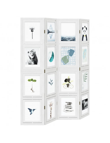 Divisorio Ambienti 4Pannelli Bianco Legno Massello di Paulownia