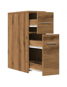 Mobile da Bagno Stretto con Ruote Rovere Artigianale Truciolato 2