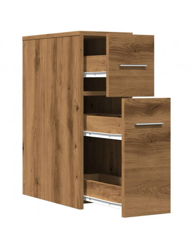 Mobile da Bagno Stretto con Ruote Rovere Artigianale Truciolato