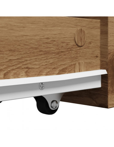 Mobile da Bagno Stretto con Ruote Rovere Artigianale Truciolato