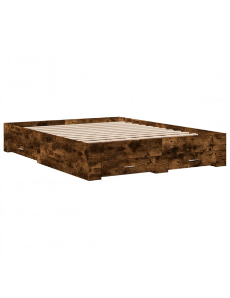 Giroletto con Cassetti Rovere Fumo 150x200 cm Legno Multistrato