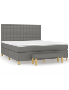 Giroletto a Molle con Materasso Grigio Scuro 160x200 cm Tessuto 2