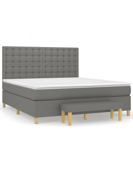 Giroletto a Molle con Materasso Grigio Scuro 160x200 cm Tessuto