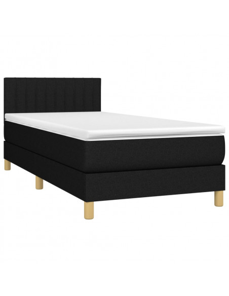 Letto a Molle con Materasso e LED Nero 90x200 cm in Tessuto