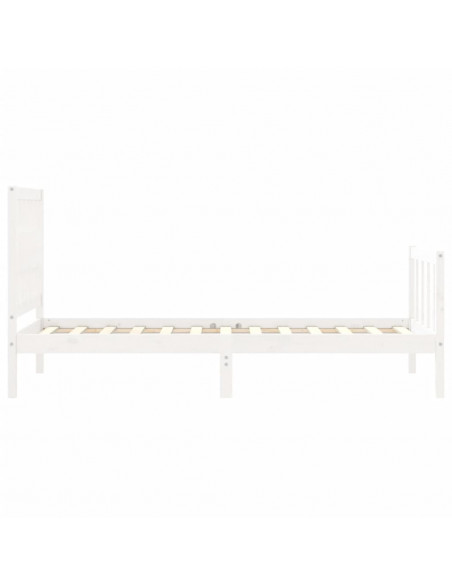 Giroletto con Testiera Bianco 90x200 cm in Legno Massello