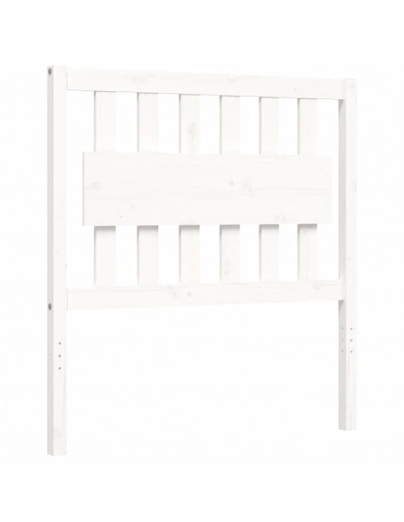 Giroletto con Testiera Bianco 90x200 cm in Legno Massello