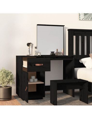 Toeletta Nera 95x50x134 cm in Legno Massello di Pino