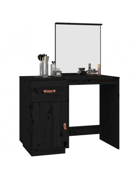 Toeletta Nera 95x50x134 cm in Legno Massello di Pino