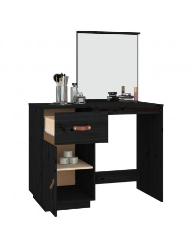 Toeletta Nera 95x50x134 cm in Legno Massello di Pino