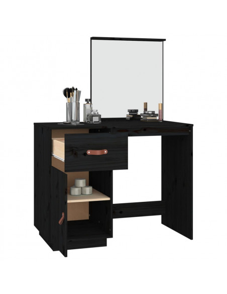 Toeletta Nera 95x50x134 cm in Legno Massello di Pino