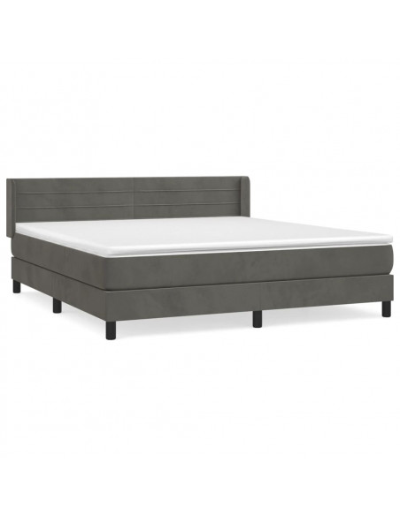 Giroletto a Molle con Materasso Grigio Scuro 160x200 cm Velluto