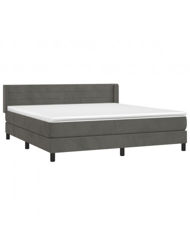 Giroletto a Molle con Materasso Grigio Scuro 160x200 cm Velluto