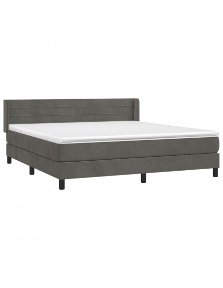 Giroletto a Molle con Materasso Grigio Scuro 160x200 cm Velluto