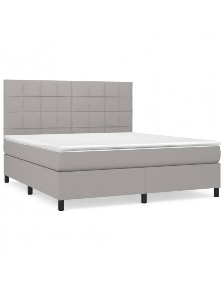 Giroletto a Molle con Materasso Grigio Chiaro180x200 cm Tessuto