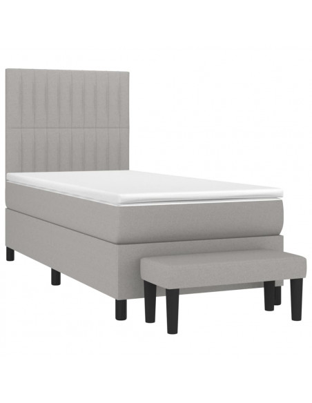Giroletto a Molle con Materasso Grigio Chiaro 90x200 cm Tessuto