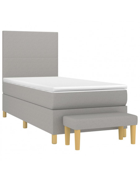 Giroletto a Molle con Materasso Grigio Chiaro 90x200 cm Tessuto