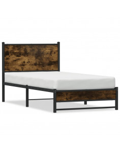 Giroletto con Testiera in Metallo Rovere Fumo 90x200 cm 2