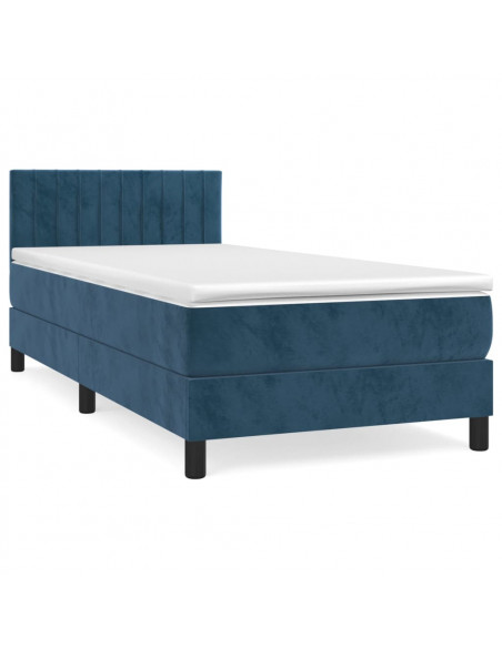 Giroletto a Molle con Materasso Blu Scuro 90x190 cm in Velluto