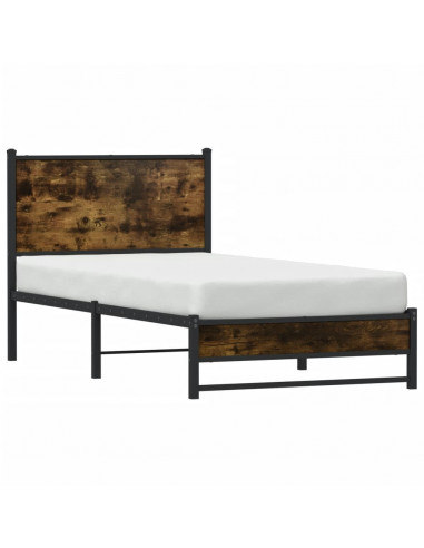 Giroletto con Testiera in Metallo Rovere Fumo 90x200 cm