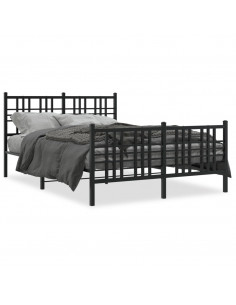 Giroletto con Testiera e Pediera Metallo Nero 140x200 cm 2