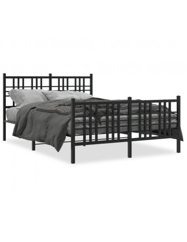 Giroletto con Testiera e Pediera Metallo Nero 140x200 cm