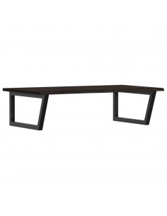 Ripiano a Parete per Lavabo in Acciaio e Massello di Rovere 2