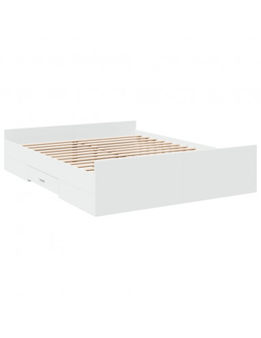 Giroletto con Cassetti Bianco 150x200 cm in Legno Multistrato