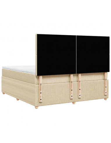 Giroletto a Molle con Materasso Crema 180x200 cm in Tessuto