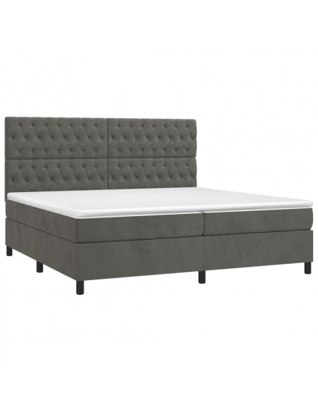 Giroletto a Molle con Materasso Grigio Scuro 200x200 cm Velluto