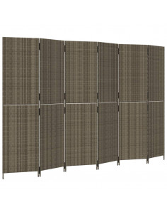 Divisorio per Ambienti a 6 Pannelli Grigio in Polyrattan 2