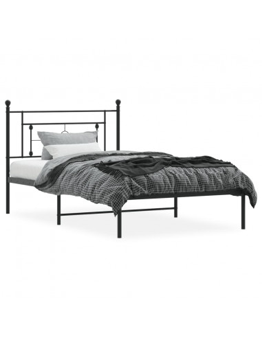 Giroletto con Testiera in Metallo Nero 107x203 cm