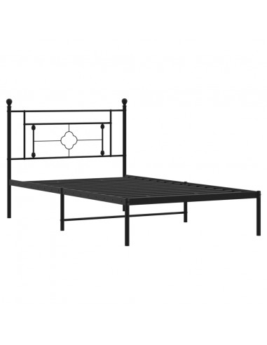 Giroletto con Testiera in Metallo Nero 107x203 cm