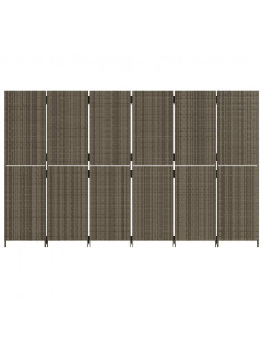 Divisorio per Ambienti a 6 Pannelli Grigio in Polyrattan