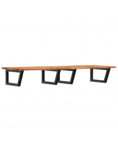 Ripiano a Parete per Lavabo in Acciaio e Massello di Acacia 2