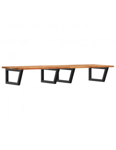 Ripiano a Parete per Lavabo in Acciaio e Massello di Acacia