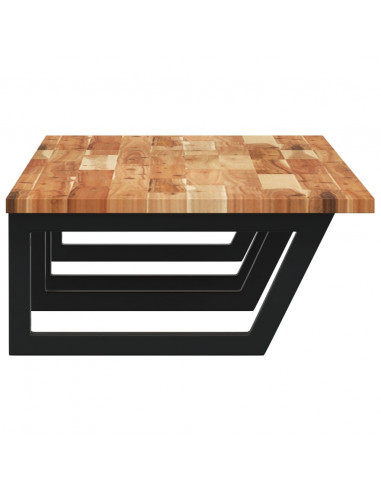 Ripiano a Parete per Lavabo in Acciaio e Massello di Acacia