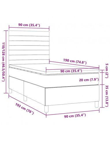Giroletto a Molle con Materasso Tortora 90x190 cm in Tessuto