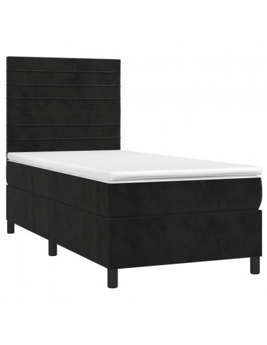 Giroletto a Molle con Materasso Nero 90x200 cm in Velluto