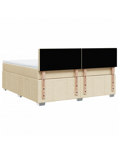 Giroletto a Molle con Materasso Crema 180x200 cm in Tessuto