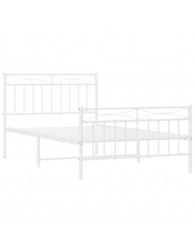 Giroletto con Testiera e Pediera Metallo Bianco 100x200 cm