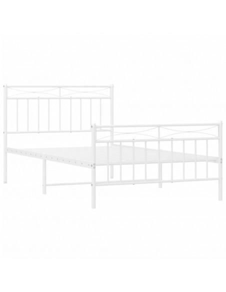 Giroletto con Testiera e Pediera Metallo Bianco 100x200 cm