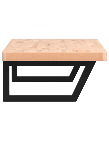 Ripiano a Parete per Lavabo in Acciaio e Massello di Faggio