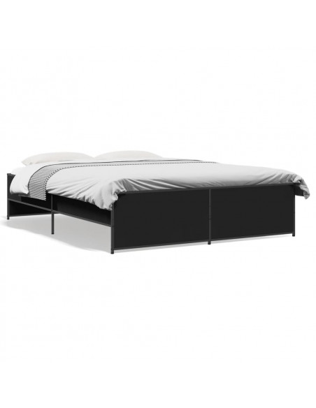 Giroletto Nero 140x200 cm in Legno Multistrato e Metallo
