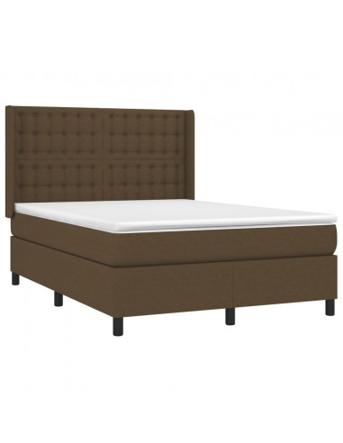Letto a Molle Materasso e LED Marrone Scuro 140x200 cm Tessuto