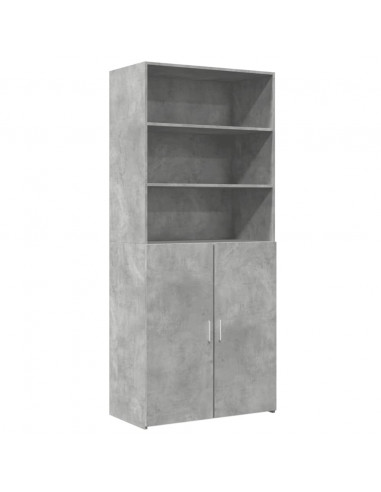 Credenza Grigio Cemento 80x42,5x185 cm in Legno Multistrato