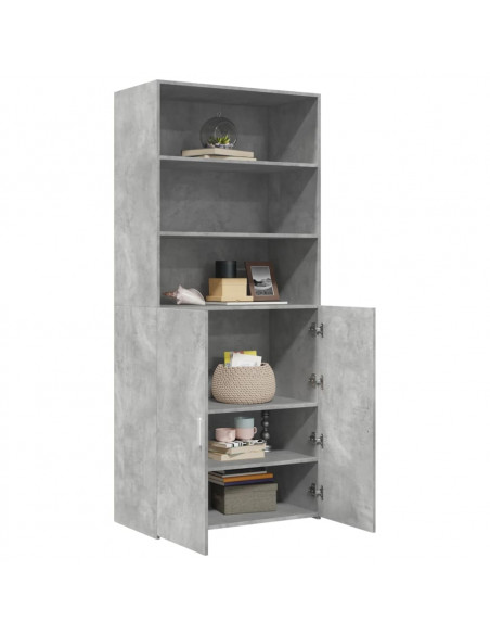 Credenza Grigio Cemento 80x42,5x185 cm in Legno Multistrato